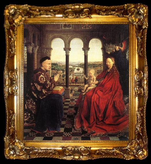 framed  Jan Van Eyck The Virgin of Chancellor Rolin (mk08), ta009-2